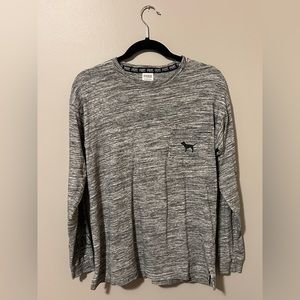 PINK Victoria's Secret Gray Long Sleeve Tee Round Neck